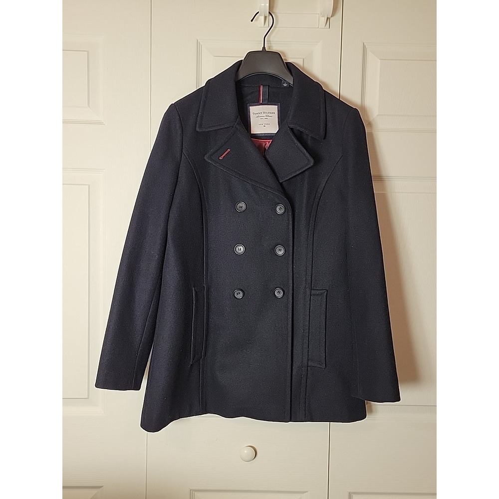 Tommy Hilfiger Women's Wool Blend Peacoat Double Breasted Jacket Size L (26-1)‎